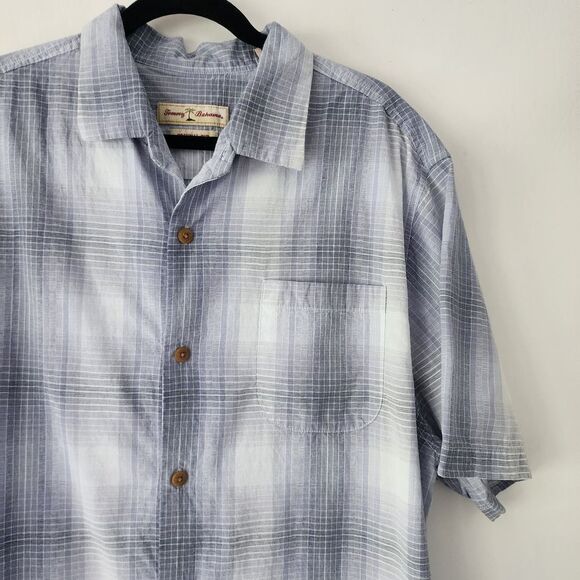 Tommy Bahama Original Fit short sleeve button front blue plaid shirt size XL - Picture 2 of 6